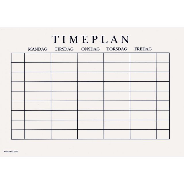Timeplan A5 Gangetabell