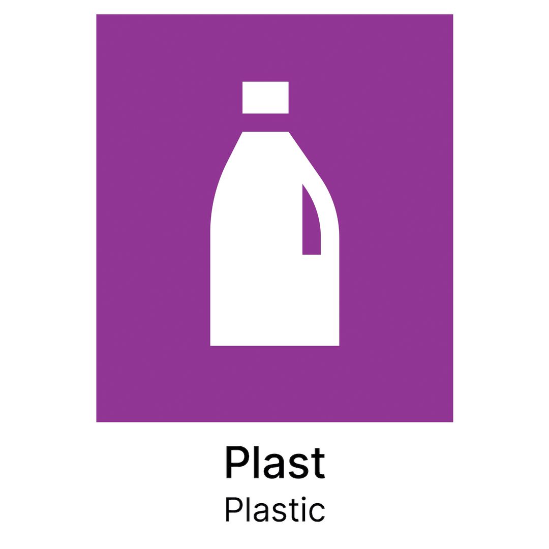 Kildesorteringsetikett Plast