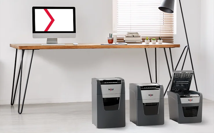 Bilde av ett kontor som viser 3 makuleringsmaskiner