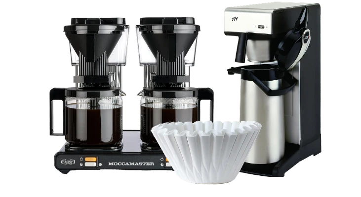 Forskjellige kaffemaskiner og filtere