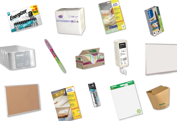 Diverse bilder av kontor produkter