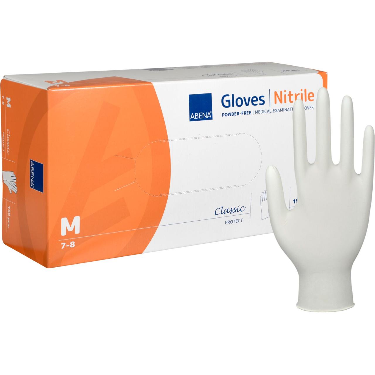 Hanske ABENA C. nitril u/p M hvit (150)