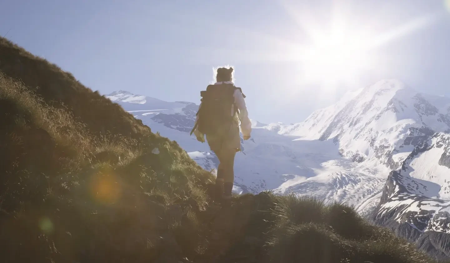 Hiking through the mountains