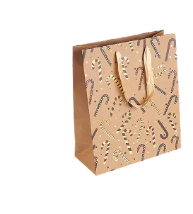 Bilde av en gavepose med polkagris stokker