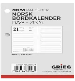 En bordkalender fra Grieg. Stå 'Norsk bordkalender dag - 2026' på forsiden