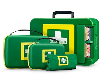 Cederroth førstehjelpsett. Liten, medium, stor og koffert