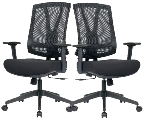 2 kontorstoler som er speilet