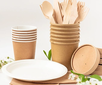 Diverse engangsprodukter i papp