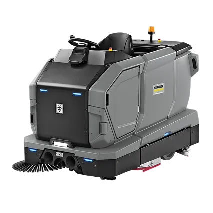 Profesjonell gulvvaskemaskin i bruk