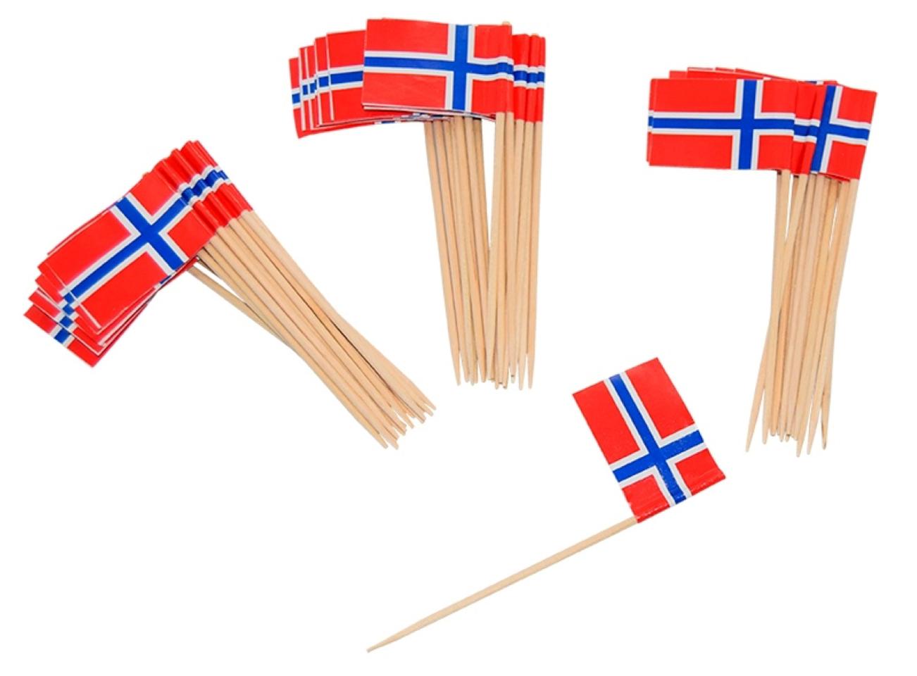 Kakepynt Joker Norsk Flagg Trepinne 50