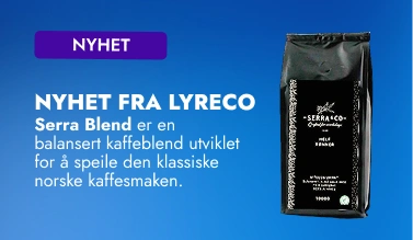 NYHET: Nyhet fra Lyreco. Serra blend er en balansert kaffeblend utviklet for å speile den klassiske norske kaffesmaken