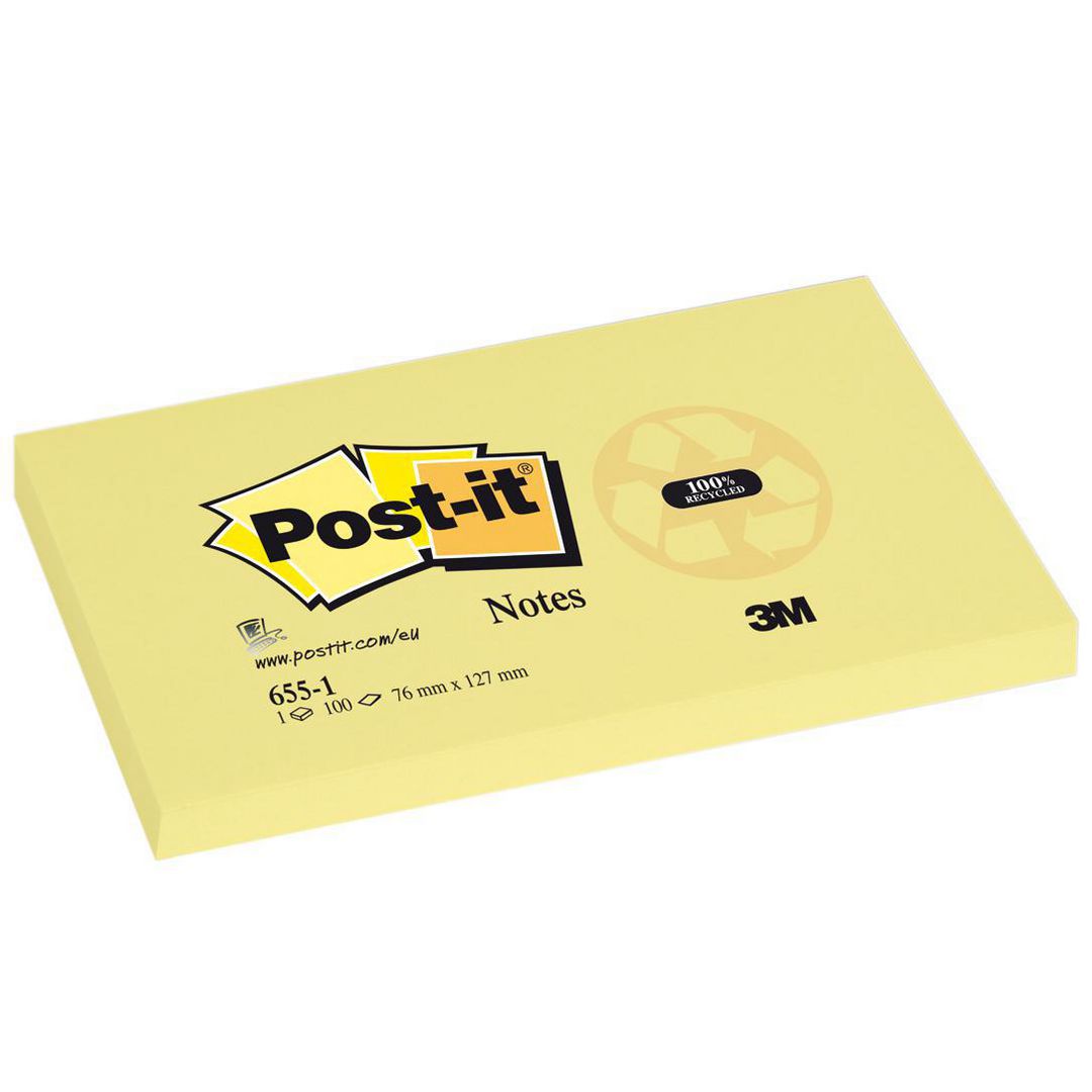 Notatblokk POST-IT 76x127 resirk gul produktbilde