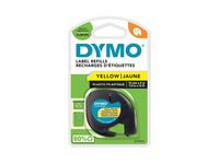 Tape DYMO LetraTag 12mm plast sort/gul Image