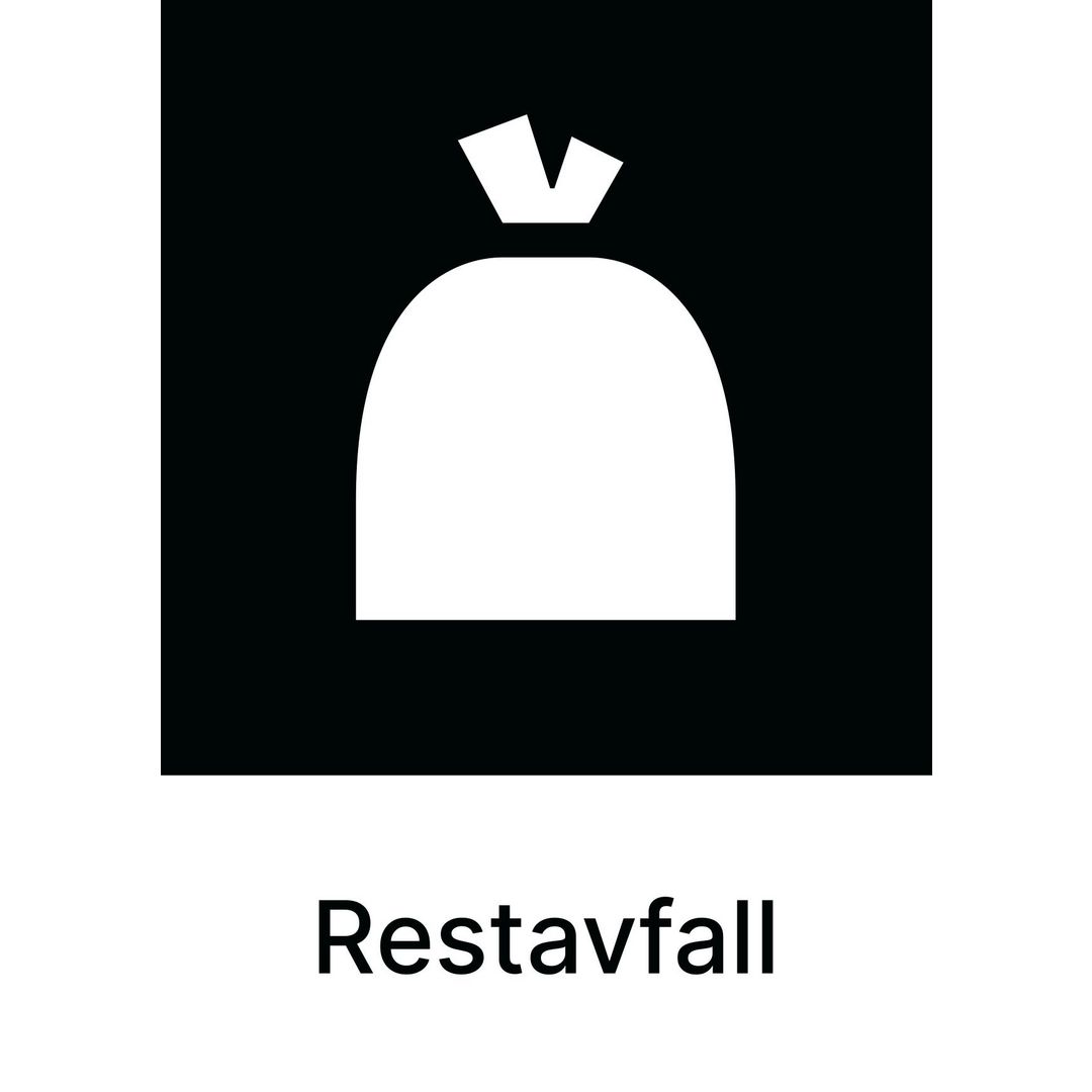 Kildesorteringsetikett Restavfall A4 produktbilde