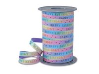 Gavebånd 200mx10mm RAINBOW bursdag Image
