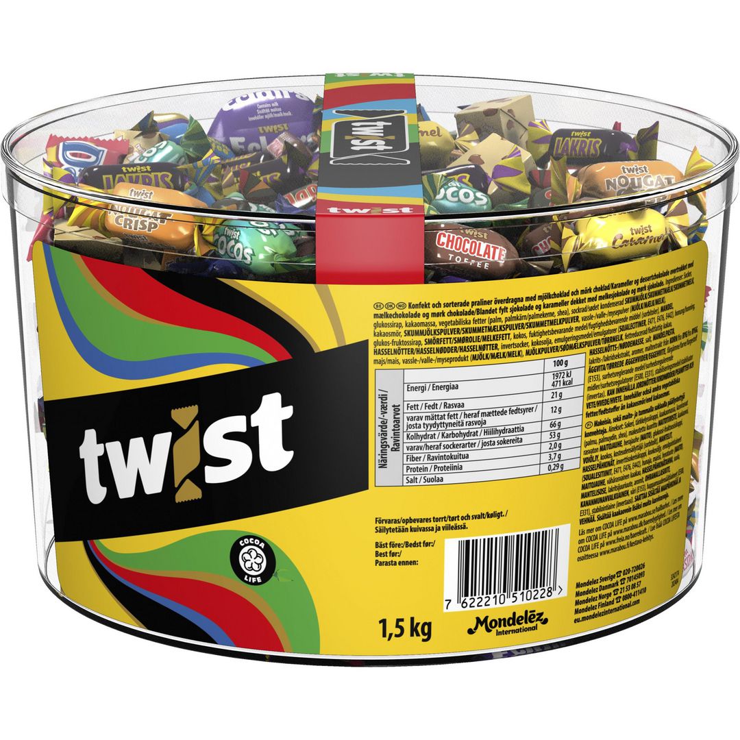 Sjokolade TWIST sylinder 1,5kg produktbilde