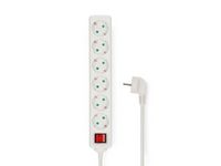 Forgrener NEDIS 6-veis m/bryter 5m hvit Image