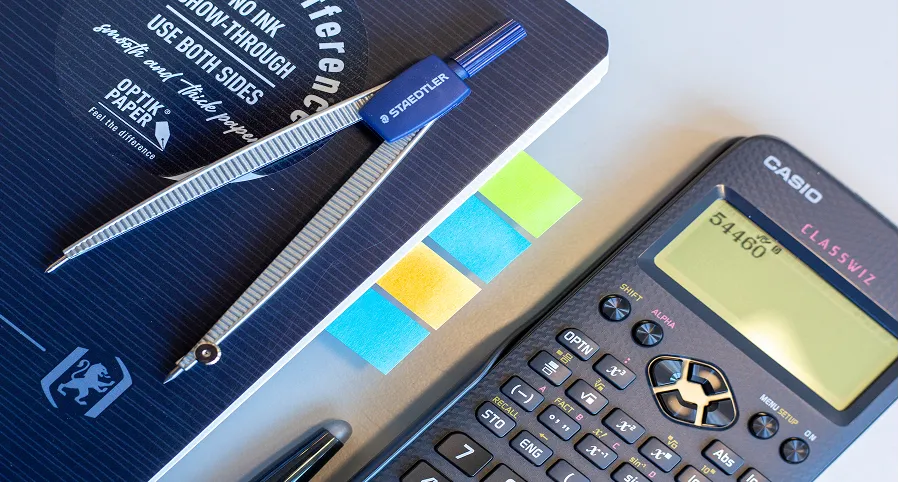 Kalkulator, Passer, notatblokk