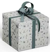 En boks pakket inn med sløyfe